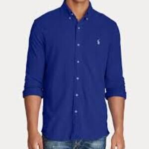 Ralph Lauren Blue Mens Dress Shirt Classic Fit Tailored Cotton Shirt XL